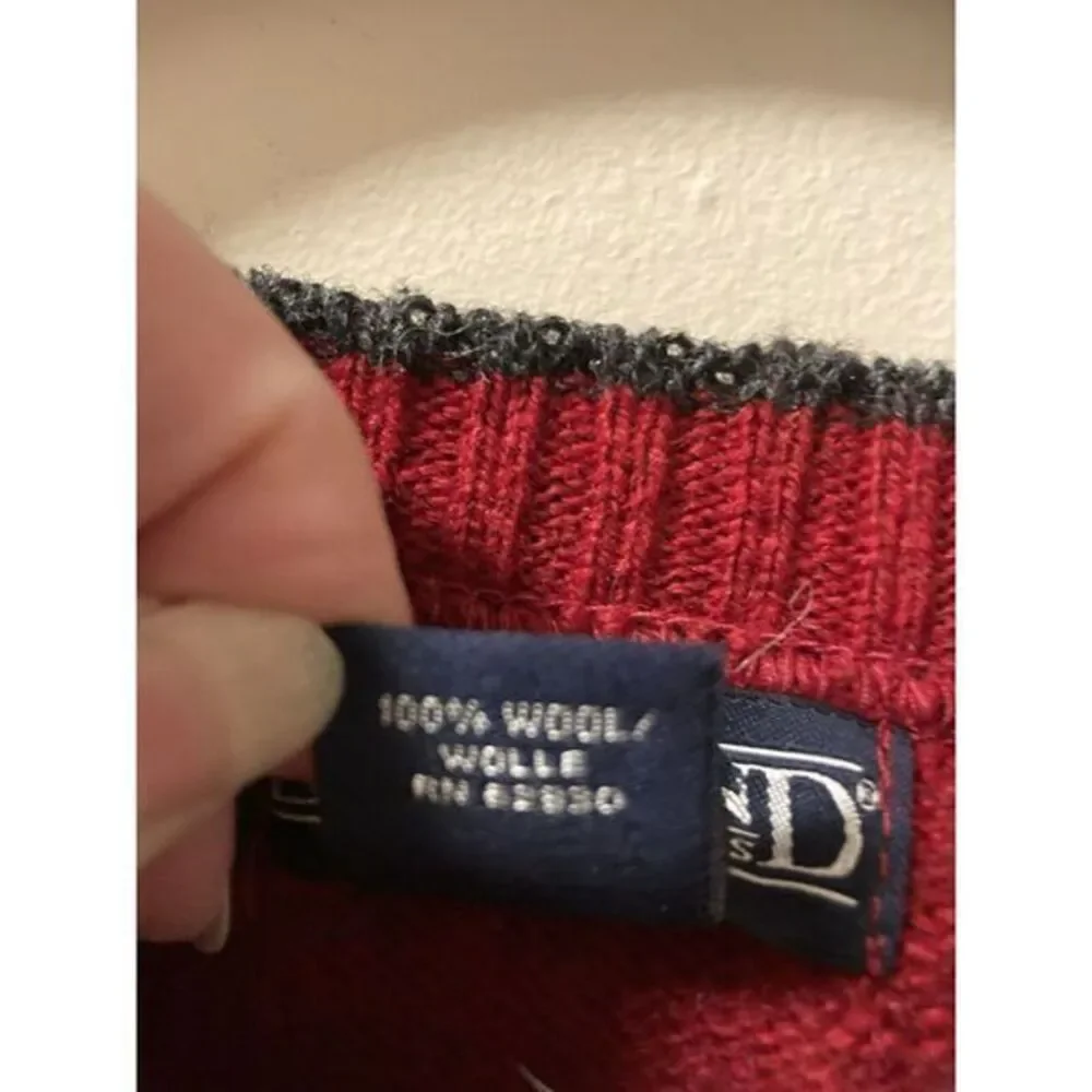 Vintage Lands End Sweater Y2K Red 100% Wool Crewneck Size‎ XL 90s USA Grunge - Picture 4 of 9